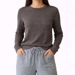 Tribe Kelley Thermal Waffle Sweatshirt Womens Small Brown Long Sleeves Oversized